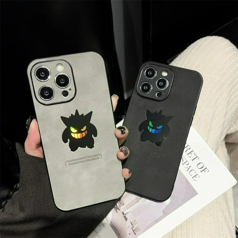 Phone Case Anime - الكرتون أنيمي Gengar الجلود الملمس الليزر